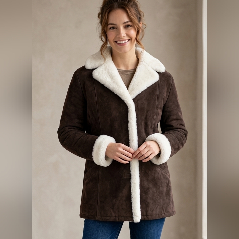 Gorgeous shearling suede winter coat EUC ❤️